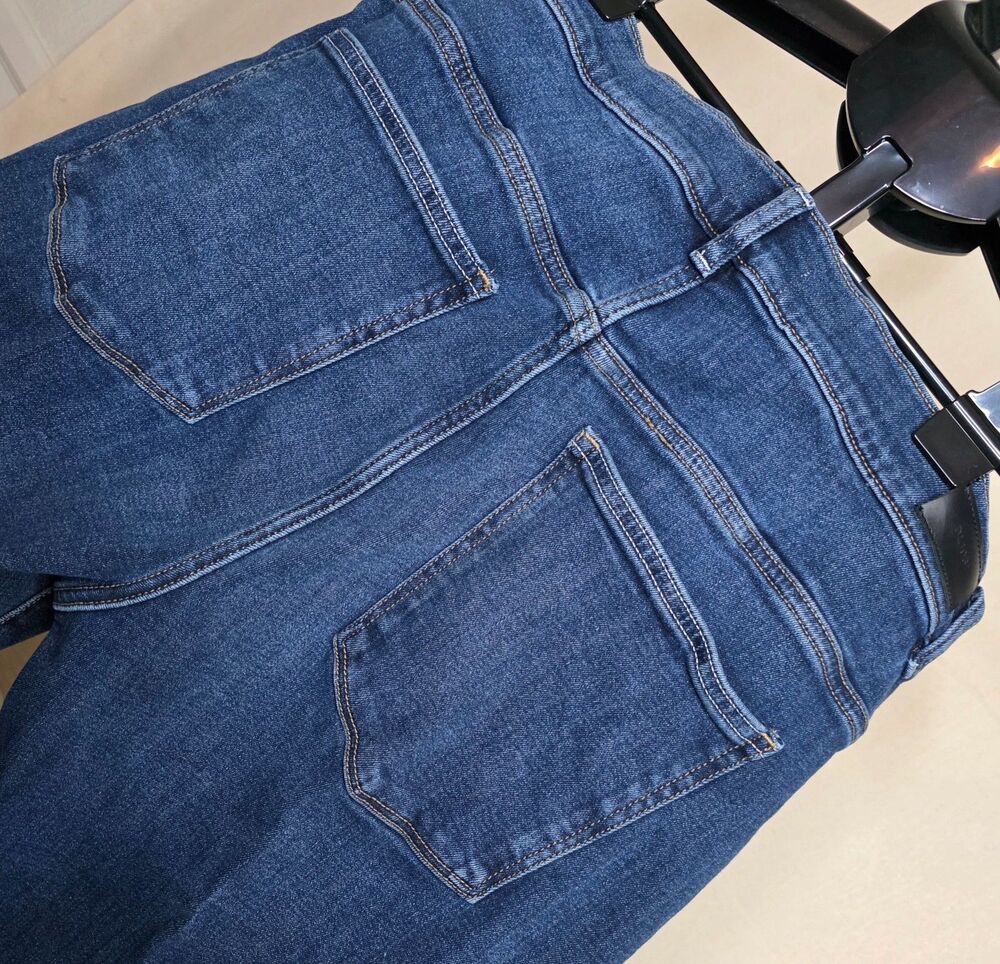 DL1961 Bridget Boot Jeans | Size 33 | High Rise Dark Wash Raw Hem | 34.75 Inseam - Picture 8 of 16